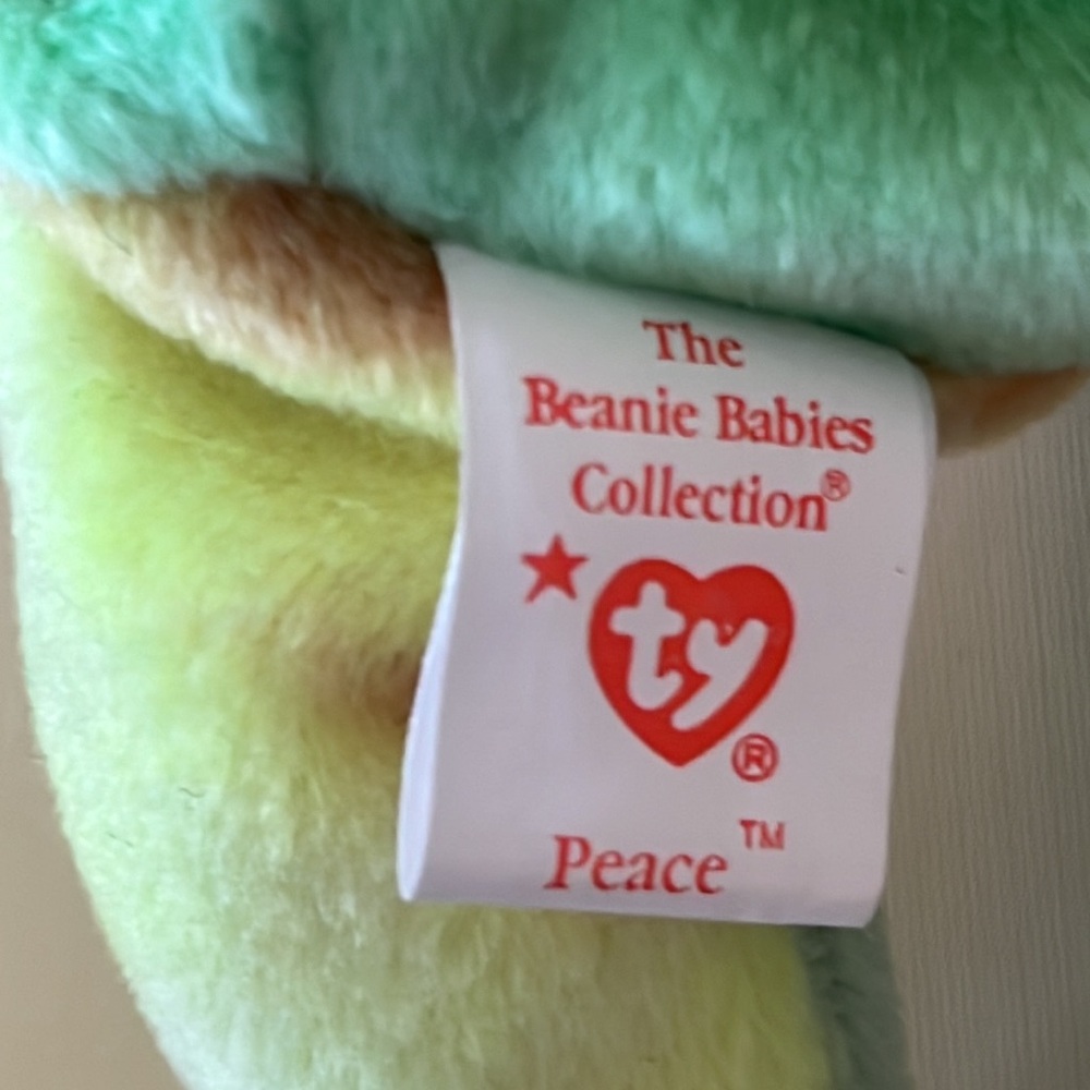TY Multicolor Peace Bear 1996 Plush Toy - Picture 8 of 9